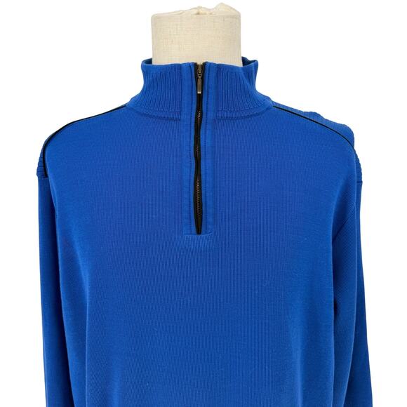 VTG 90s Men’s St Croix Royal Blue Quarter Zip Sweater XL Made in USA Ski Winter - Picture 2 of 8